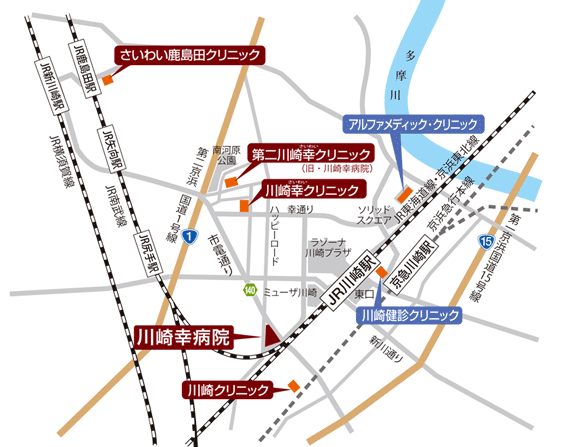 川崎幸病院周辺地図