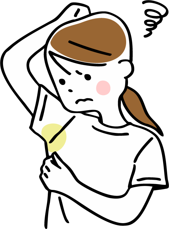 ワキのニオイを確認する女性のイラスト