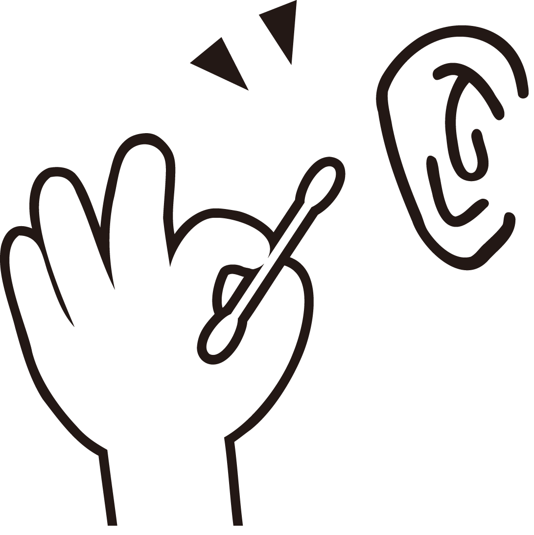 耳垢の状態と生まれつきの体質を表す耳のイラスト